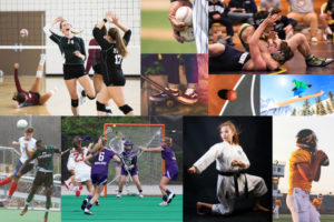 Collage of sports that participants would benefit from a custom-fitted mouthguard to protect their teeth
