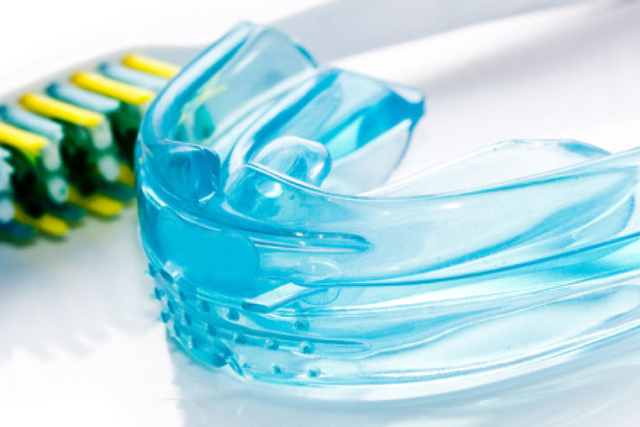 Photo of a dental mouthguard.